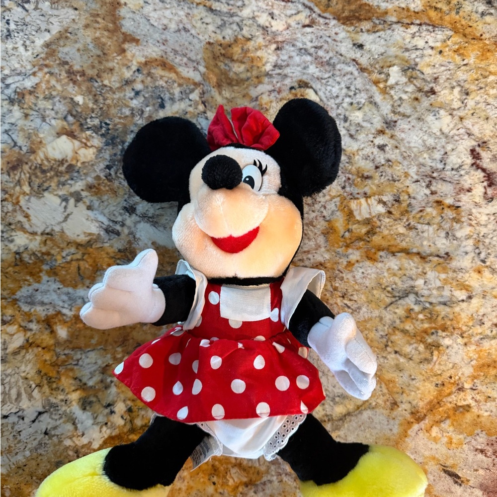Minnie Mouse Plush Toy with Red Polka Dot Dress Vintage